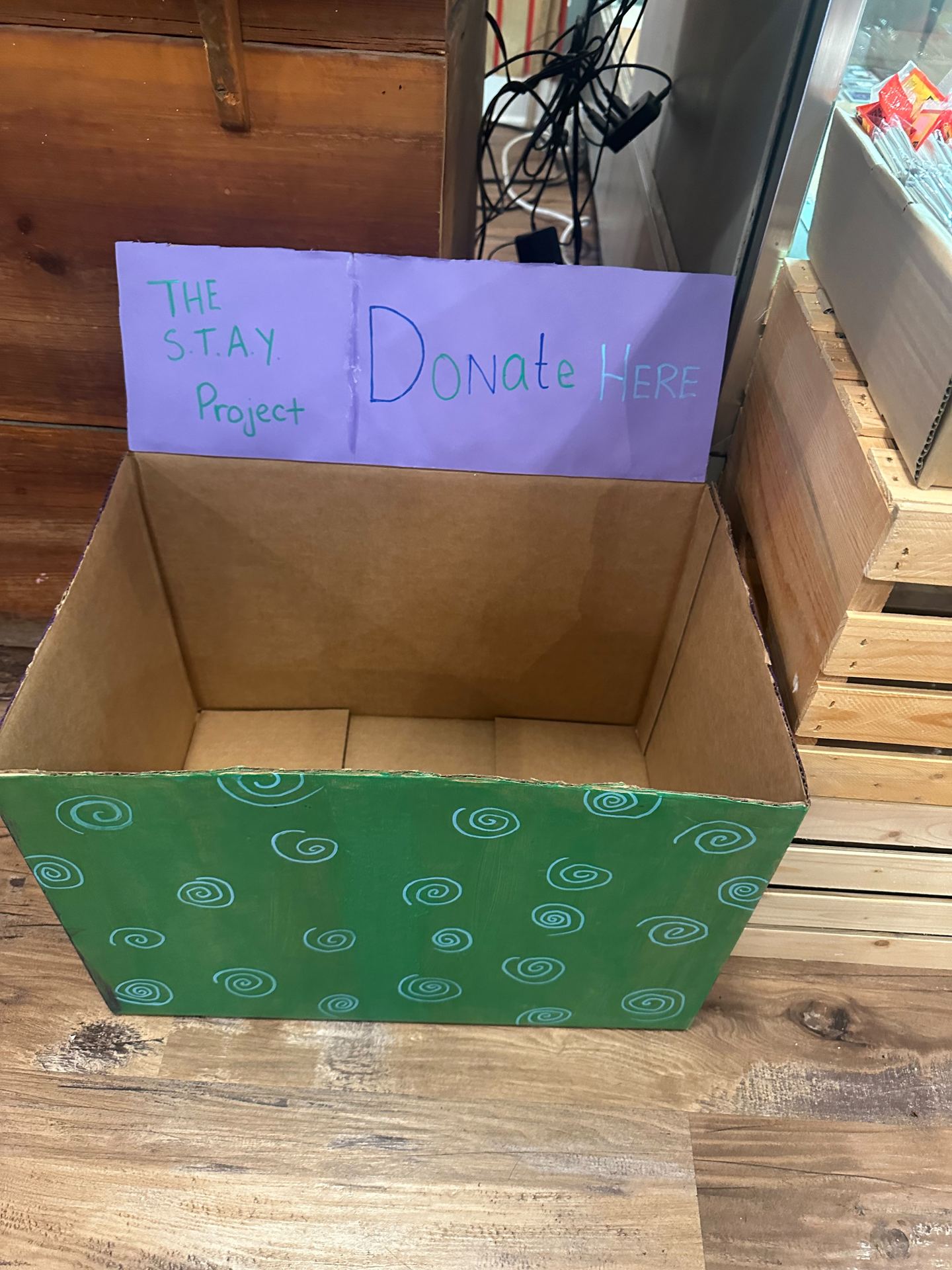 A STAY Project goods drive collection box